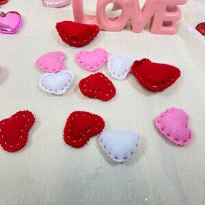 Valentine's Day Felt Hearts Red Bowl Filler  Table Scatter  Pink 12  PC Set New